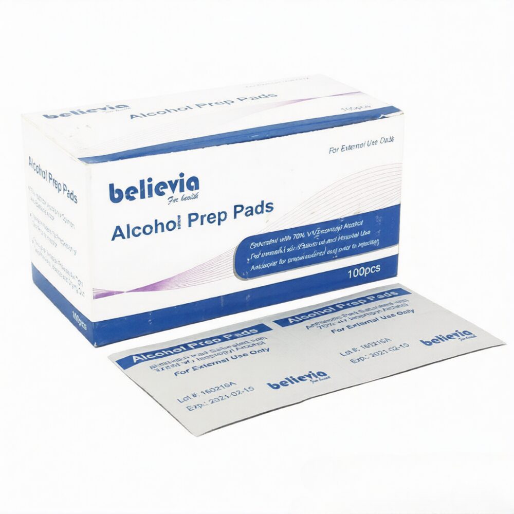 Believia Alchohal Prep Pads & Swabs 100 Pcs